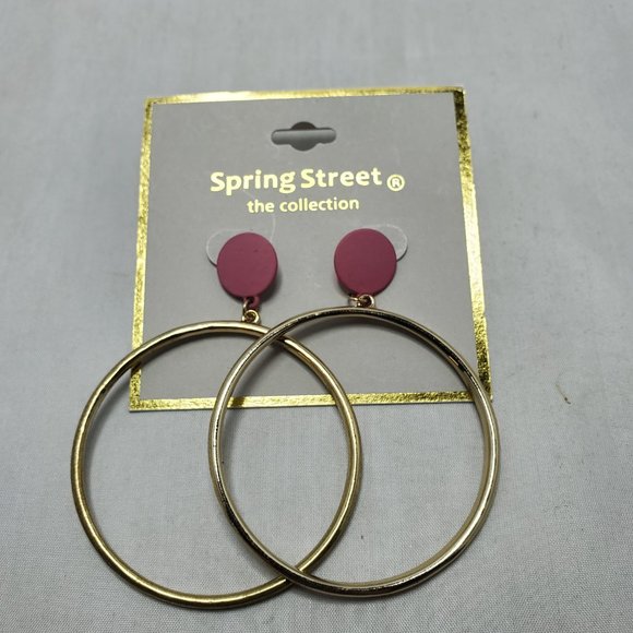 Nordstrom gold hoop earring with pink polymer clay - Picture 1 of 4